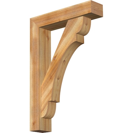 Ekena Millwork Olympic Block Rough Sawn Bracket w/ Offset Brace, Western Red Cedar, 6"W x 26"D x 38"H BKT0604X26X38OLY05RWR